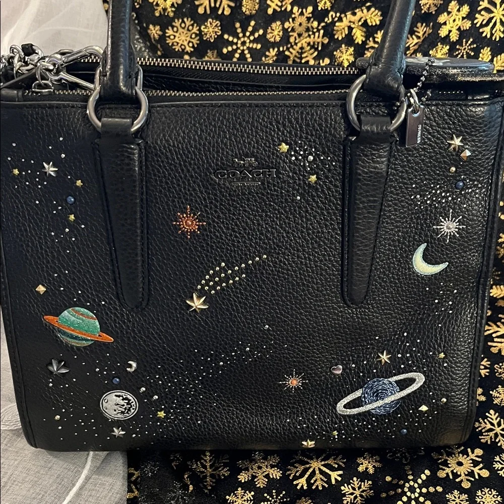 Coach Rare NASA Space black Shoulder Bag with Charms - Picture 14 of 16